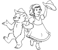 A coloring page of little bear